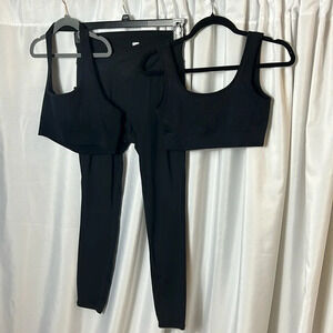 3 Peice Workout Wear Black Size L